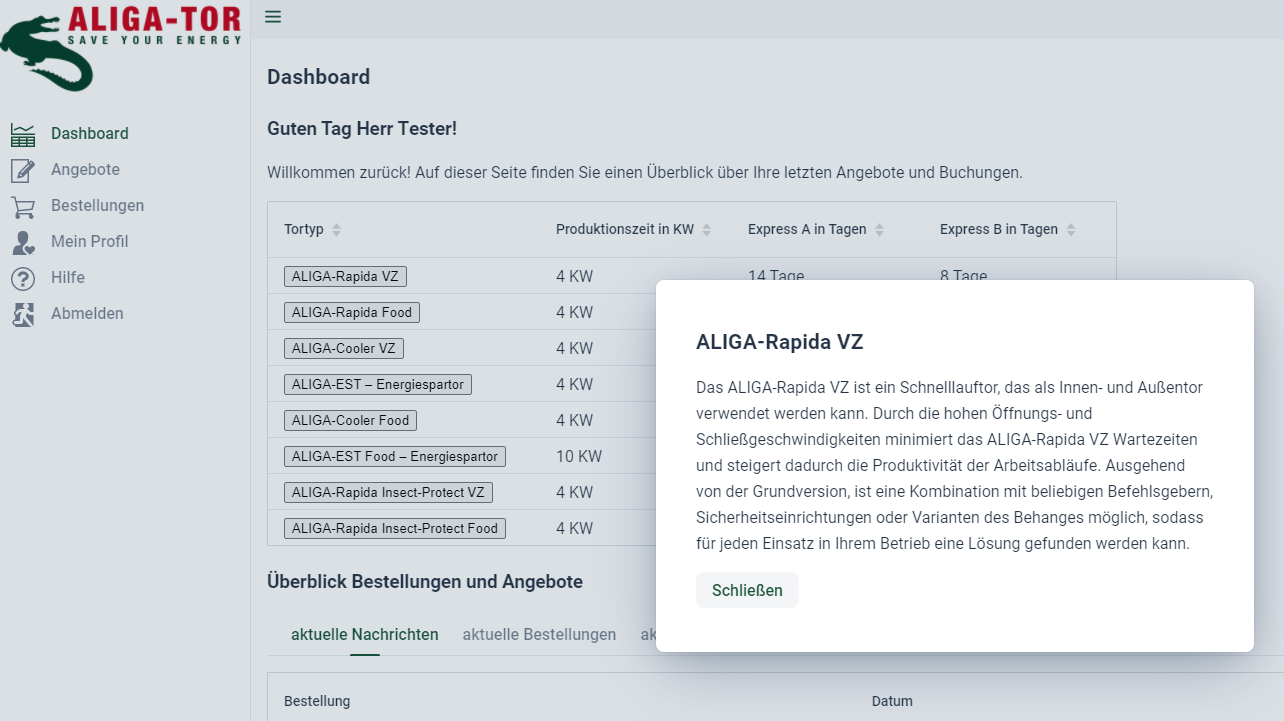 Screenshot des Händlerportals ALiGAsales